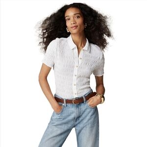 J. Crew White Textured Blouse
